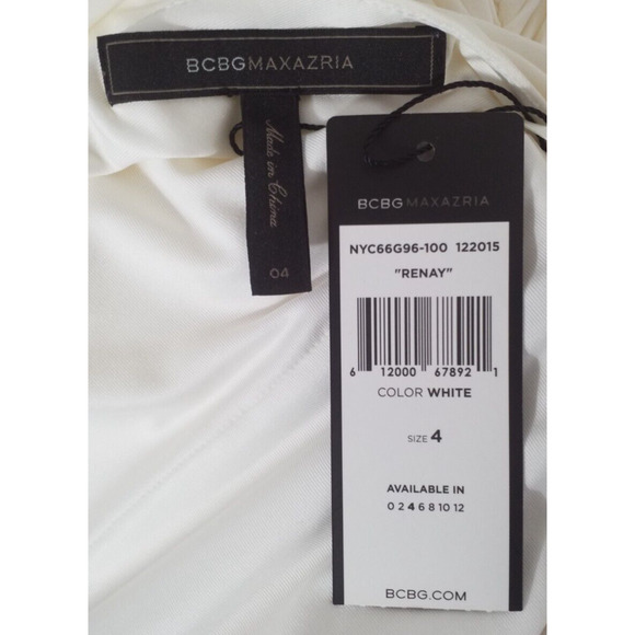 BCBGMaxazria Womens Dress Lace Blocked Ruched Sleeveless Zip Up Ivory Size 4 - Picture 7 of 10